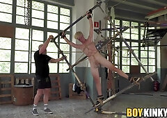 Helpless Mitch Schif bound and spinned upside down like roulette