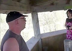 German mom Caught and entice to Public Fuck by two Stranger