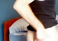 Slim young man teases and jerks off solo