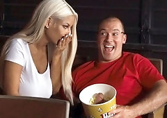 Bridgette B fingers her dripping wet pussy in the cinema