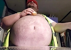 Gay bear, pink cigar, gay construction worker