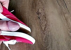 Cum on her red Keds