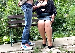 Public outdoor, big natural tits, lush