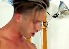 Sexy gays stroke a strangers body