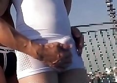 Stunning japanese crossdresser'ss cock is worked by an old man