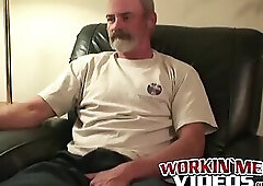 Sexy jerk off session with bearded old dude showing off