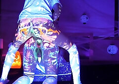 Femboys Messy Halloween Flip Fuck With Glow Paint