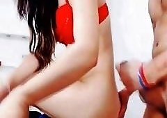 Stunning Latina shemales ass is drilled hard on webcam show