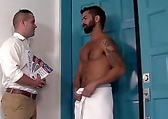 Facialized buff hunk fuck