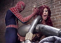 Spider man with a big dick fucked a redhead doll Brooklyn Lee