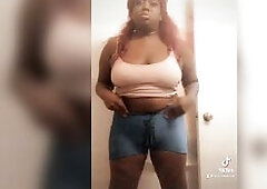 Black tranny desperately holding urinate til that babe pees herself and sprays pee everywhere