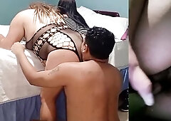 I reacted to my boyfriend sucking his stepmother's butt and her unfaithful lover turned me on and I p