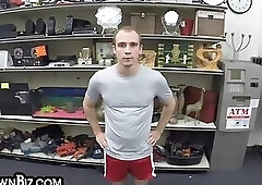 Hairy gay pawn publicly 3some banged in the store by owners