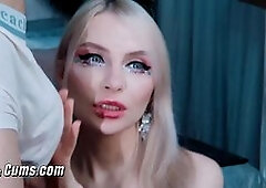 A hot babe is in front of her cam and start undressing when her partner appear naked and with a hard cock the hot chick start to lick and suck his har