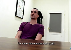 Educated Cute Guy Gets Interviewed For A Job & Satisfies His Future Boss Horniness
