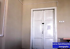 Muscular College Student Jerking Off In An Empty