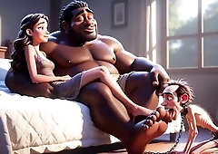 Your dream comes to life a tractable spouse on all fours, passionately licking his wife's feet in total devotion. Foot worship, toe sucking and h