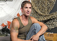 Patriotic stud barebacked and jizzed on duty after casting