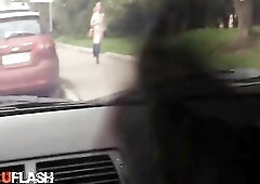 Car Dickflash for Hawt Golden-Haired on Street