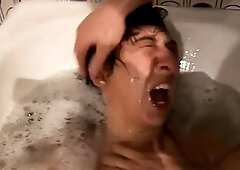 A coarse male desires her stepaunt's cunt cost what it may and caught her exposed in the bath