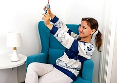 Passionate solo masturbation with a hot brunette babe Lilka Li