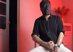 Masked Handsome Man Noel Dero Watches Kinky Porn And Jerks Off. Loud Moans And Orgasm Of A Young Guy