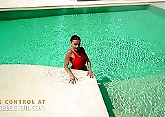 Kitana Lure is sucking a hard cock next to the swimming pool before getting fucked