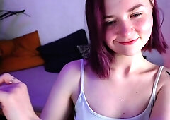Sexy amateur redhead teen double dildo action