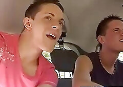 Twinks Dave and Justin sharing a large dick in the back seat