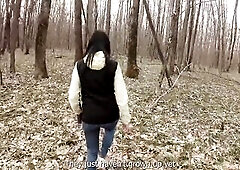 A Walk for Snowdrop Flowers Ended with a Oral sex in the Midst of the Forest - Ebony Lynn
