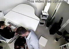 German Curvy Cutie with large natural saggy Breasts get her 1st Male+Male+Female Trio at Amateur Porn