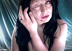 Curvy hot MILF - evil witch solo pussy masturbation and pee pissing (Arya Grander) horror porn - PissVids