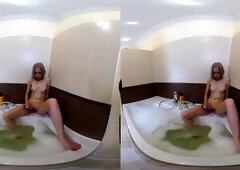 Blonde In Bathroom With Toy
