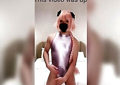 astolfo femboy in constricted swimsuit squirts and cums