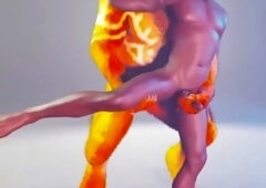 Furry and Man Rub Cocks in Wild Scene