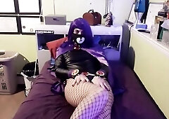 Femboy Raven shows her Booty and Jerks Off