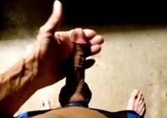 amateur guy uses flashlight for load