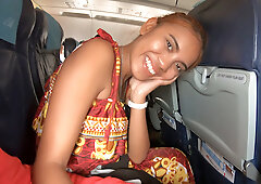 Thai teen 18+ girlfriend on an airplane and on boyfriends big cock in the hotel