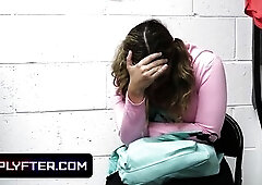 Cute Hirsute Playgirl Caught Shoplifting And Tutored By The Security Officer In The Backroom