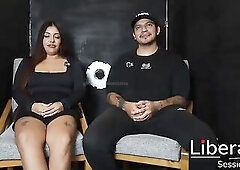 The wife of the cuckolded spouse sucking ramrod in front of him