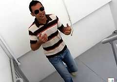 Emilio Sands receives a facial from a total stranger in public