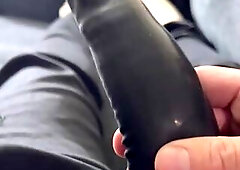 Latex Sheath Dong cum & Latex toe socks footplay