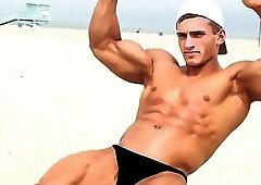 Cody Montgomery Sexy Posing On The Beach And Then Lifting Weights