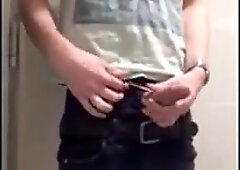 Boy sagging and cum at university 8