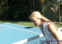 Sarah Vandella and a Latina lover ignite in water after a tennis match