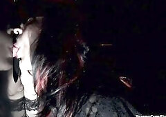 Swallowing a massive load at the gloryhole