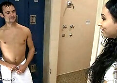 Trans babe pounds muscular football player's big dick