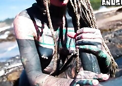 Out on this beach with rocks everywhere, sand underneath my knees, and these large mountains watching from behind... I just couldn't expect. Drop