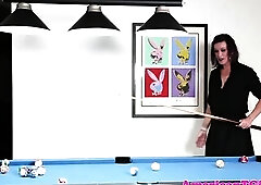 Tattooed pierced shemale wanks on pooltable