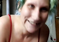 Sexy blonde Milf sucks and plays with my cock!